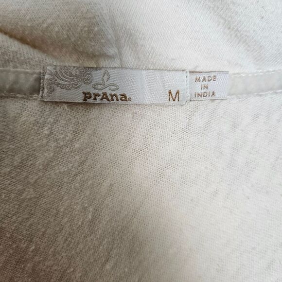 Prana Ginger Top Assymetrical Long Sleeve Cowl Neck Cream Medium - Picture 2 of 5